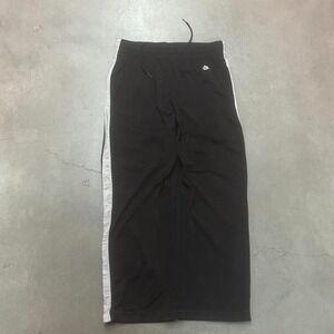 Y2K Nike men's black pleated track pants loose baggy open leg silver tag M